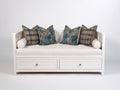 Divano letto - Legno-tessuto - 207x100x88 cm - Bianco-Avorio - Classico raffinato
