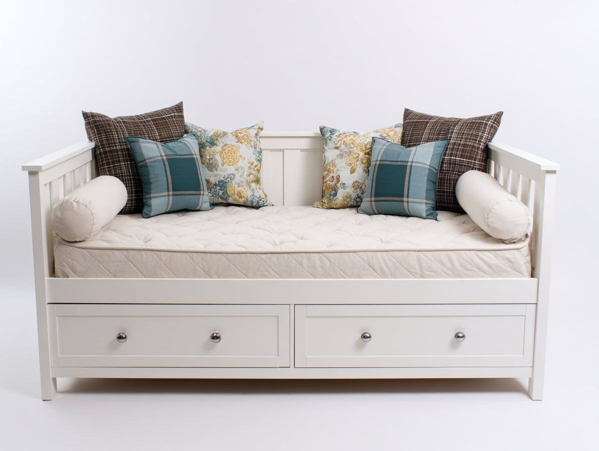 Divano letto - Legno-tessuto - 205x98x88 cm - Bianco-Crema - Classico moderno