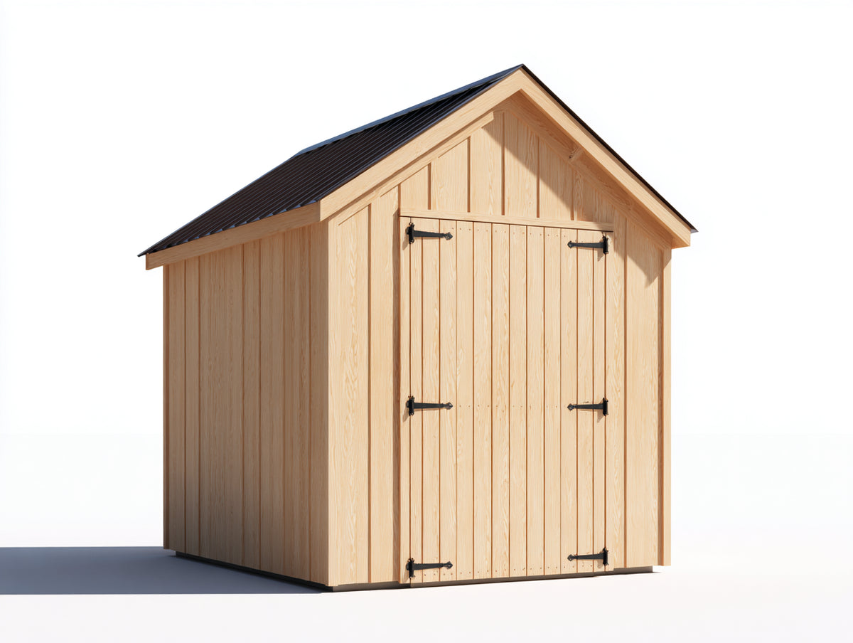 Casetta da giardino-Legno-Acciaio-200 x 160 x 225 cm-Legno naturale-Nero-Stile rustico con tetto a due falde