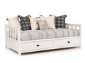 Divano letto - Legno-tessuto - 209x101x88 cm - Bianco-Grigio - Classico rustico