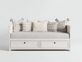 Divano letto - Legno-tessuto - 206x98x86 cm - Bianco-Avorio - Stile classico minimalista