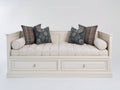 Divano letto - Legno-tessuto - 210x102x91 cm - Bianco-Avorio - Classico elegante