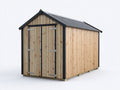 Casetta da giardino-Legno-Acciaio-210 x 170 x 225 cm-Legno naturale-Nero-Stile classico con tetto a due falde