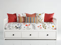Divano letto - Legno-Tessuto - 200 x 100 x 85 cm - Bianco-Multicolore - Stile country