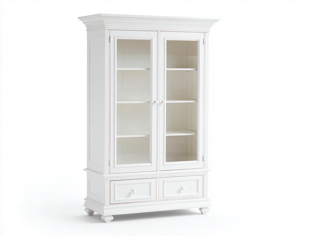 Vetrina-Legno-Vetro-Metallo-110x45x190 cm-Bianco-Stile classico
