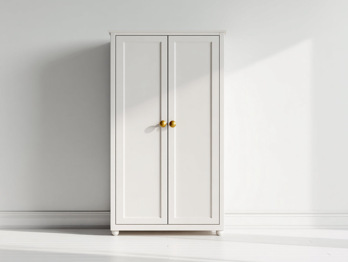 Armadio - Legno-Metallo - 85x50x185 cm - Bianco-Oro - Classico minimalista