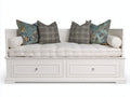 Divano letto - Legno-tessuto - 211x103x89 cm - Bianco-Avorio - Classico elegante