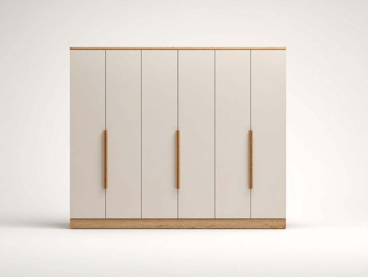 Armadio - Legno - 240x60x200 cm - Beige-Rovere chiaro - Scandinavo contemporaneo