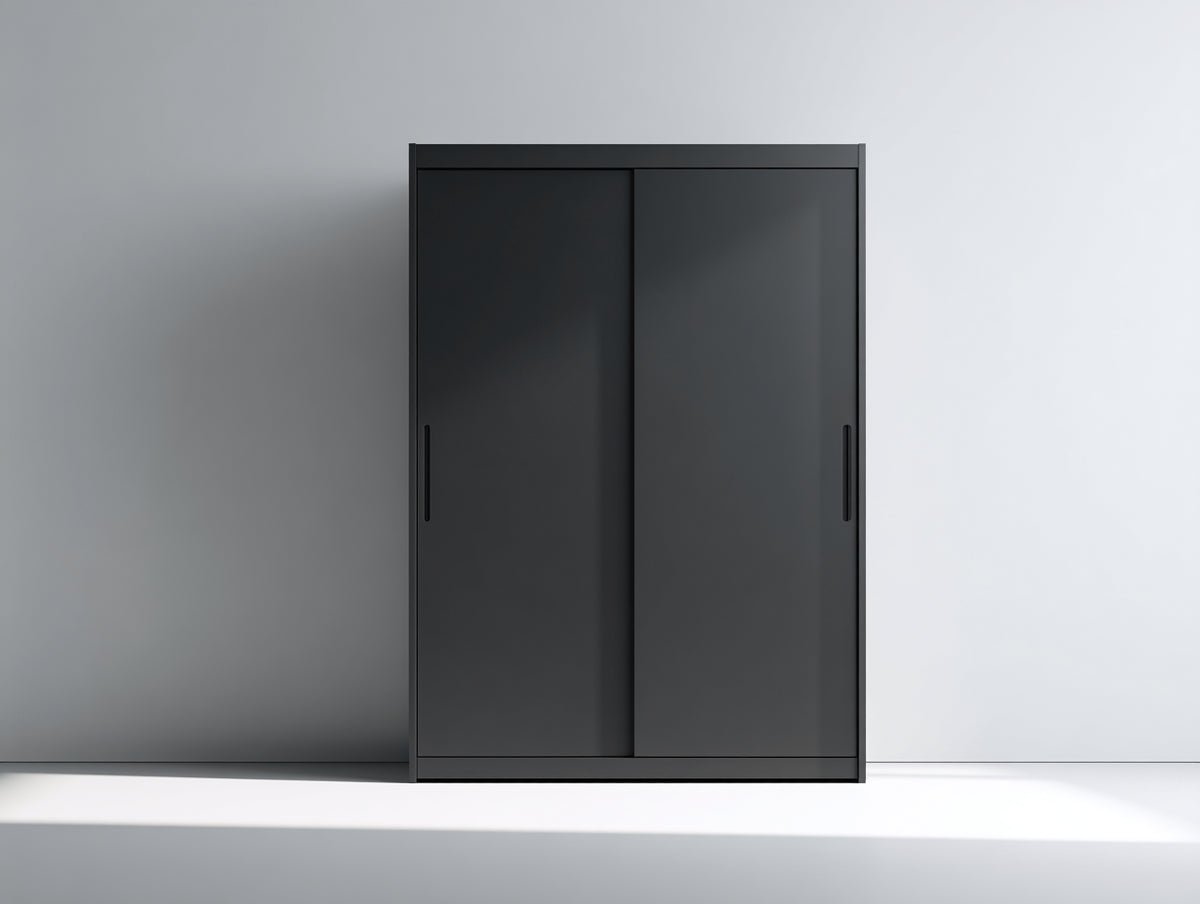Armadio - Legno - 120x60x200 cm - Nero - Contemporaneo essenziale