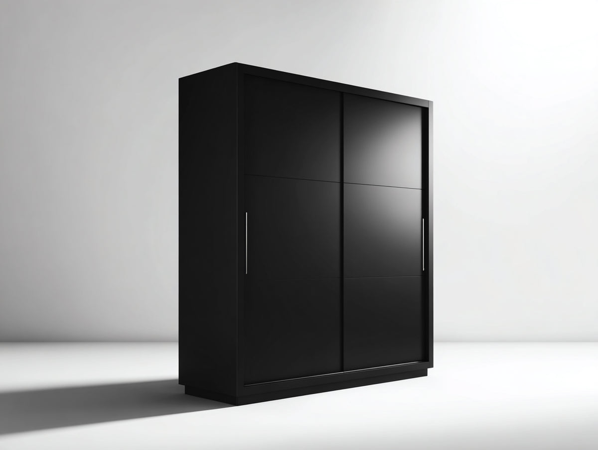 Armadio - Legno-Metallo - 140x60x200 cm - Nero - Moderno geometrico