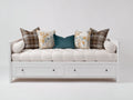 Divano letto - Legno-tessuto - 208x101x86 cm - Bianco-Avorio - Classico essenziale