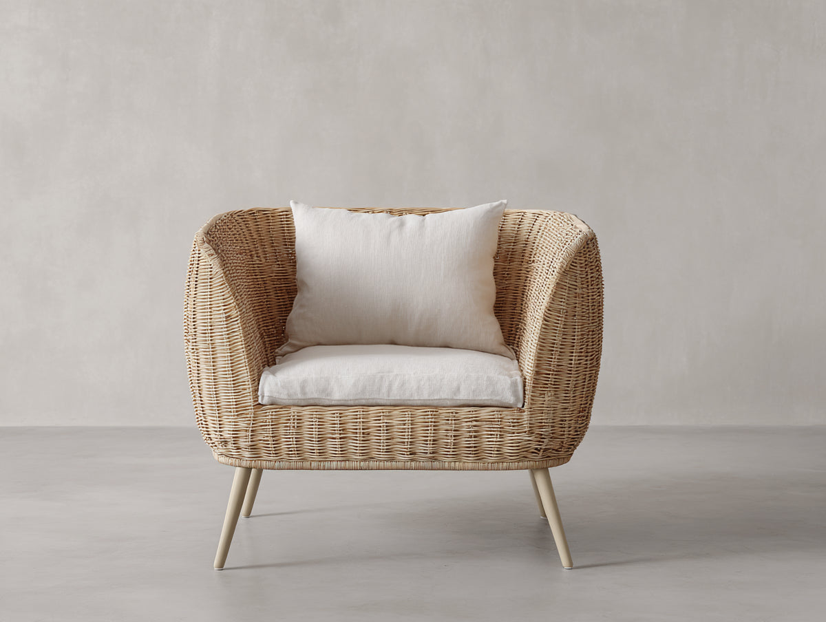 Poltrona da giardino - rattan intrecciato-tessuto - 92x80x82 cm - beige sabbia-bianco crema - stile contemporaneo