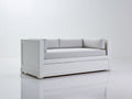 Divano letto - Legno-tessuto - 204x98x83 cm - Bianco-Grigio chiaro - Moderno minimalista