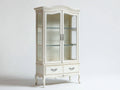 Vetrina-Legno-Vetro-Metallo-100x42x190 cm-Avorio anticato-Stile classico francese
