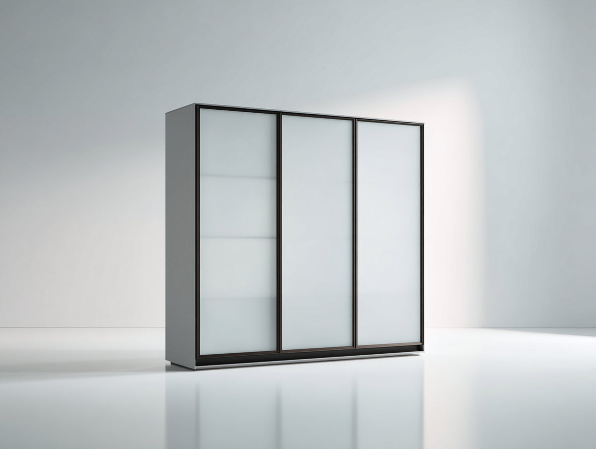 Armadio - Vetro-Metallo - 180x60x200 cm - Grigio scuro-Bianco - Moderno minimalista