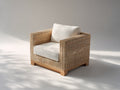 Poltrona da giardino - rattan intrecciato-tessuto - 84x79x78 cm - marrone naturale-avorio - stile moderno